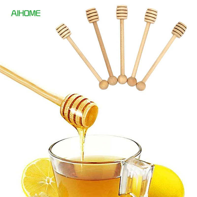 12/24pcs Mini Wooden Honey Dipper Sticks Server Stick for Honey Jar Dispense Drizzle Honey and