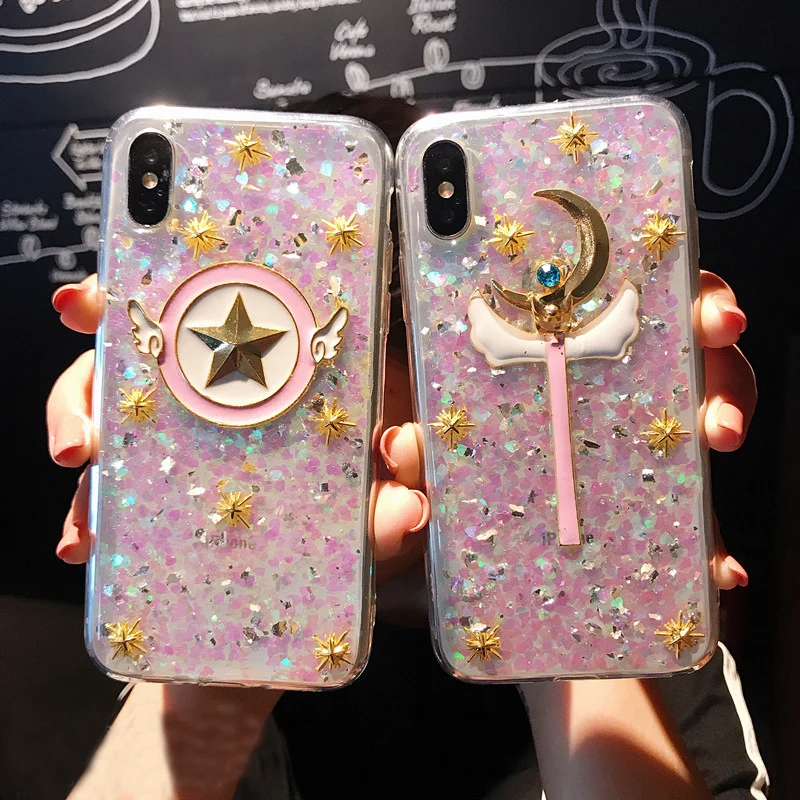 Для iphone XS Max bling Прекрасный Сакура мягкий чехол для iphone 8plus XR X 8 6 6S 6splus 7 7plus Сейлор Мун розовый чехол для девочек