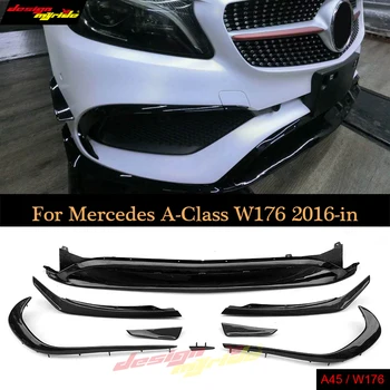

W176 Front Bumper Lip Canards abs 8 pieces/set A45AMG Style for Mercedes Benz A-Class A180 A200 A250 Body Kit Out of car par 16+