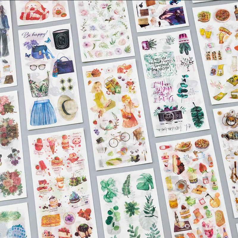 

3pcs/pack Cartoon Anime Girl Plant Flower Cate Cold Drink Retro Classic Dog Decorative Stickers Scrapbooking DIY Diary Album
