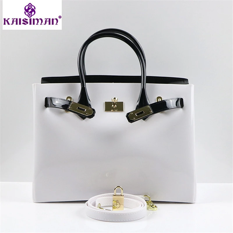 

Luxury Fashion Women Black&White Tote Bags Platinum Handbags Famous Brand Lock Designer Women Top-handle Bags Jelly Shoulder Bag