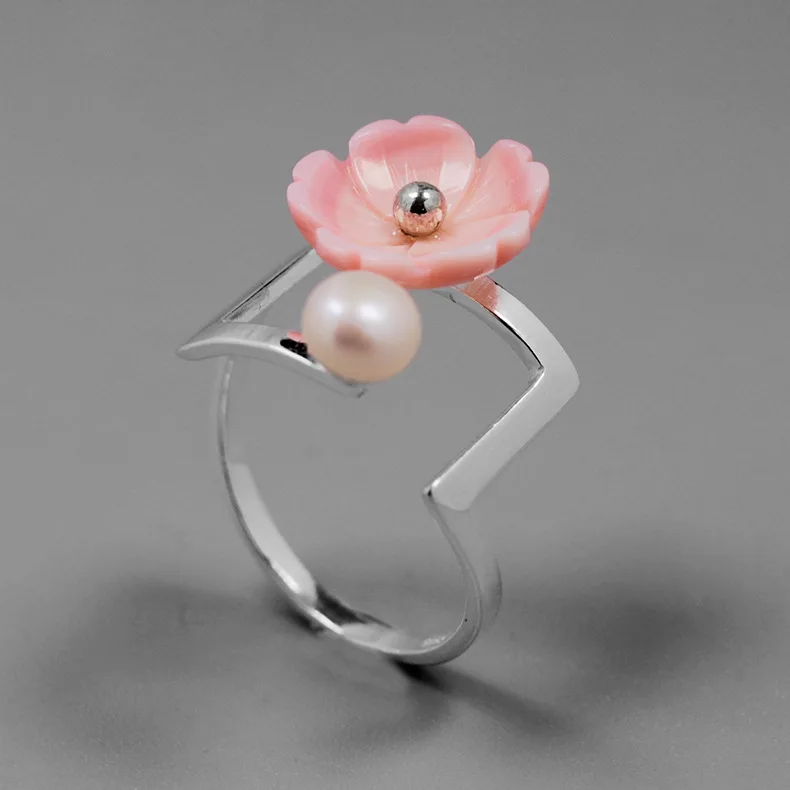 

CMAJOR Original 925 Sterling Silver Queen's Snail and Freshwater Pearl Open Rings Women Handmade Designer Fine Jewelry Wholesale