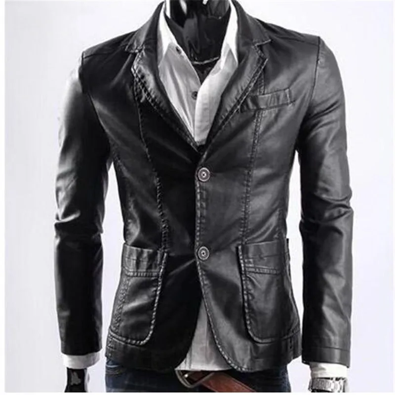 Плюс Размеры L-5XL 6XL Для мужчин бренд Slim Fit отложным воротником Кожаные Пальто Куртка Верхняя одежда на молнии мотоциклетные байкерские костюмы