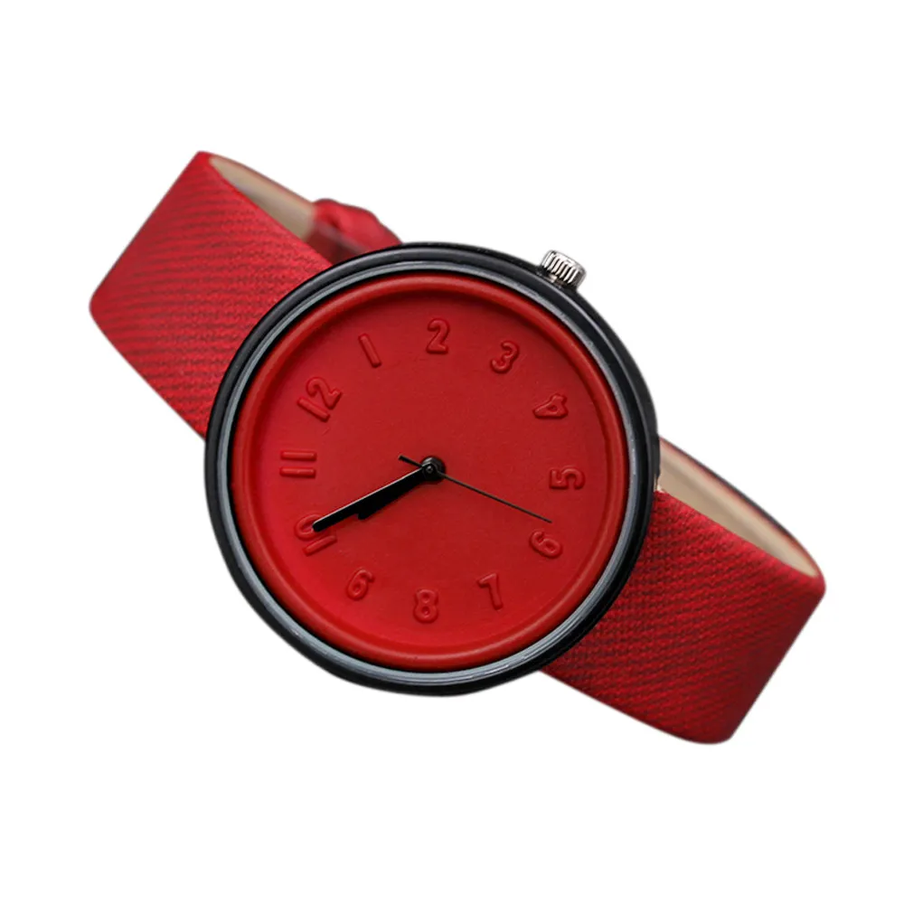 Zerotime#501 Новая мода унисекс простые часы с цифрами кварцевые холщовые наручные часы с ремешком роскошный дизайн красные подарки