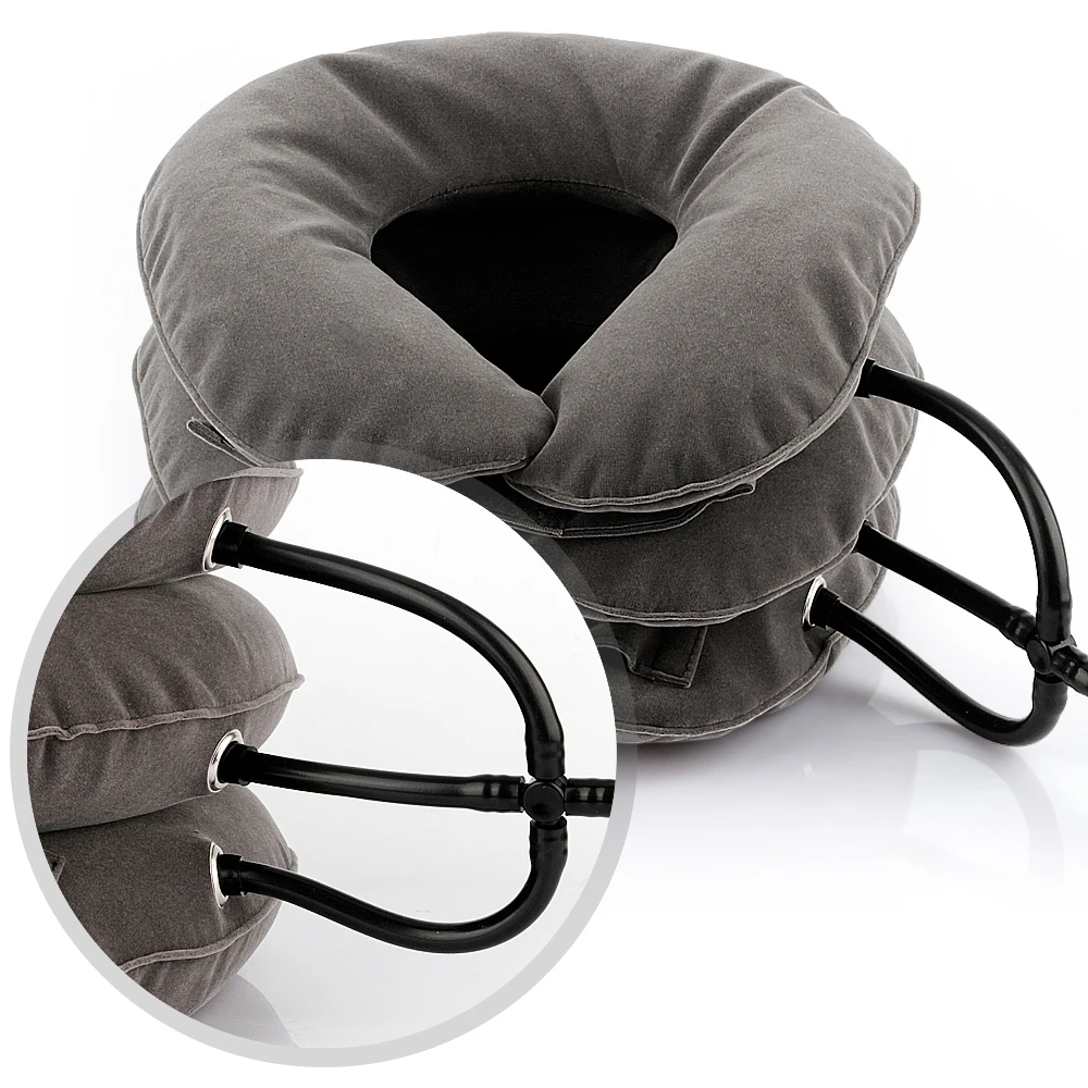 Nos Stock3 capa de aire inflable del cuello dispositivo de tracción suave Collar de cuello para el alivio del dolor de cuello Camilla dolor Releave