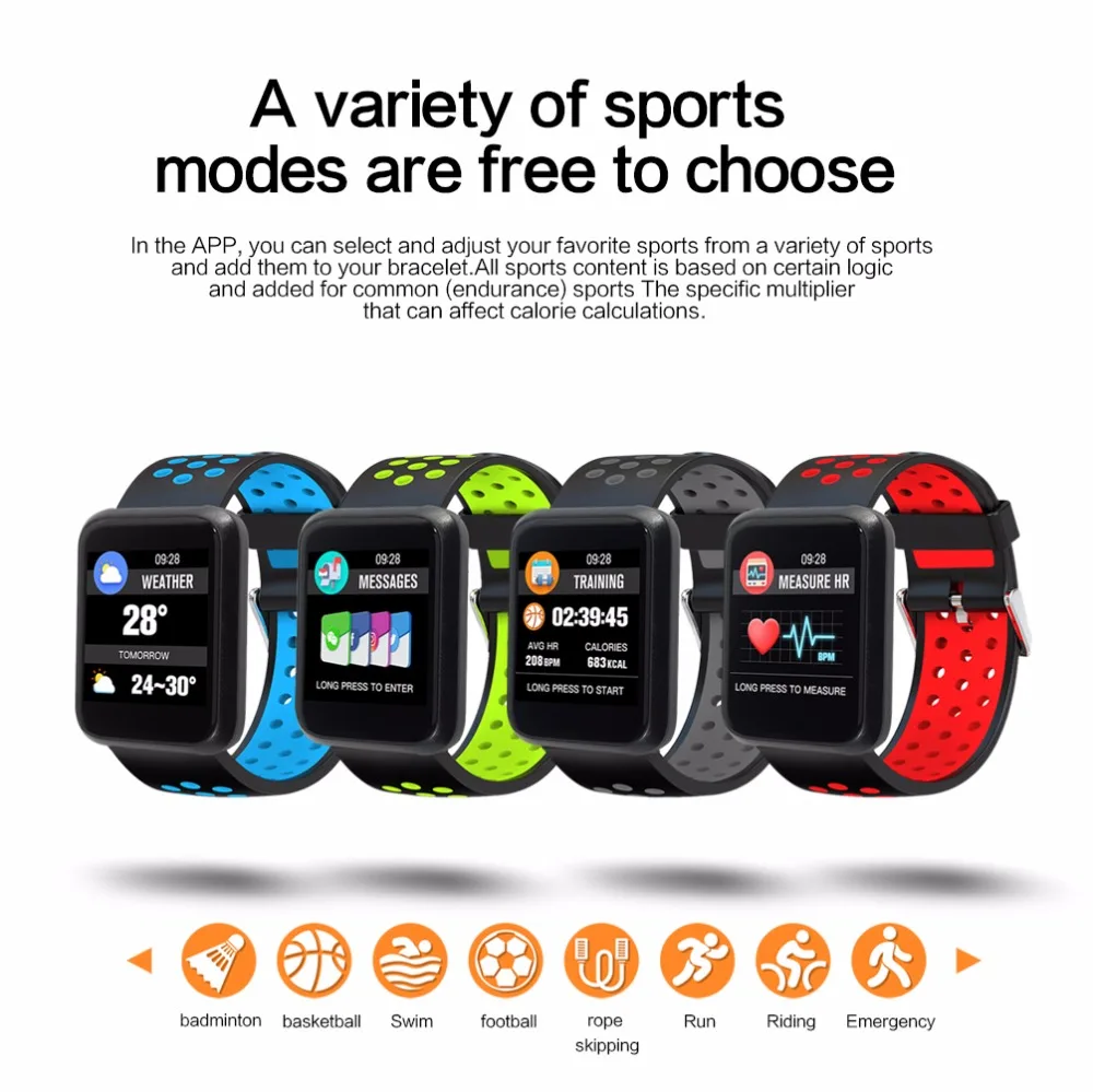LEMFO Smart Watch Color Screen Fitness Bracelet Blood Pressure IP67 Waterproof Activity Tracker Smartwatch Multi Sport Mode     