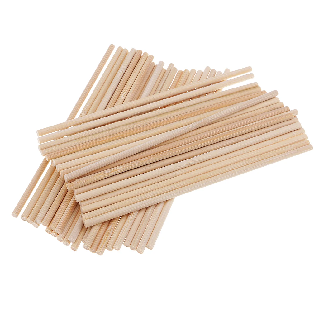 Round Blank Unfinished Bamboo Wood Wooden Lolly Lollipop Stick Dowel Rod Pole for Woodcraft Hobbies DIY Craft