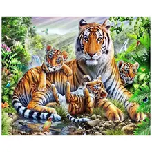 5D DIY алмазная живопись тигр семья вышивка крестиком квадратный Стразы мозаика живопись Зимние Свадебные украшения YW