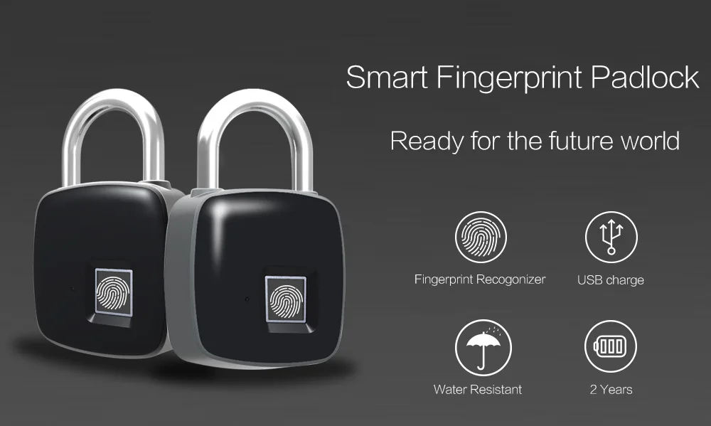 P3 USB Перезаряжаемые Smart Keyless Отпечатков пальцев замок IP65 Водонепроницаемый Anti-Theft охранной замок двери Чемодан случае блокировки