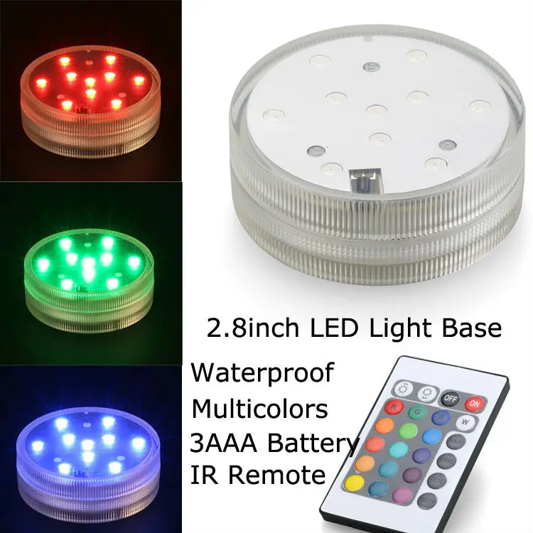 

4pcs/pack 2.8inch lime Submersible led light, 10 Multi Color led bulbs, Remote Control