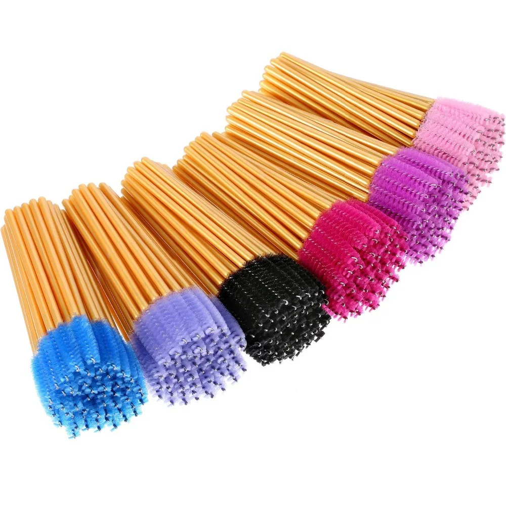 50pcs/lot Eyelash Brush Disposable Comb Mascara Wands Eye Lashes Extension Applicator Spoolers famale Makeup Tools Accessories