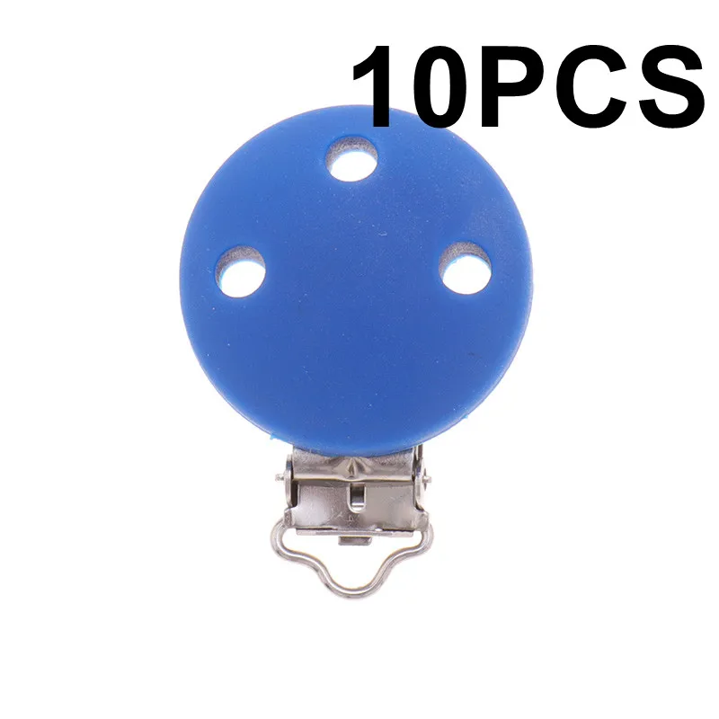 Round Navy 34 10 шт. круглые силиконовые клипсы для соски BPA бесплатно соска для младенцев застежки Прорезыватель зубов ожерелье держатель соски DIY украшение в виде мыши - Цвет: Round Navy 34