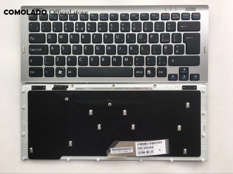 Британская клавиатура для SONY SR SR13 SR33 SR28 VGN SR26 с серебряной рамкой британская