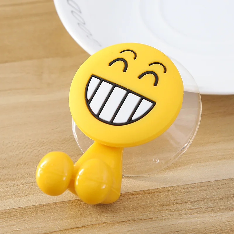 BalleenShiny الإبداعية QQ التعبيرات فرشاة الأسنان حامل المنظم PVC مبتسم الكرتون قوي الالتصاق تخزين الرف نوع عشوائي