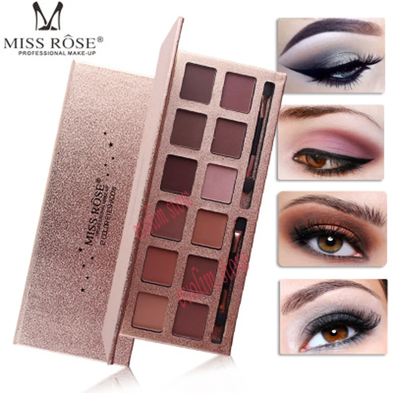 Miss Rose 12 цветов Палитра теней для век матовые водонепроницаемые мерцающие