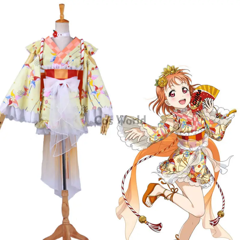 LoveLive! Sunshine! Aqours takami chika летнее кимоно юката платье униформа наряд аниме костюмы