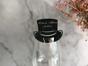 

50pcs Magic hat Table Mark Name Paper Laser Cut Cards Wine Glass Place Cards For Baby kids Birthday Wedding Party Decoration