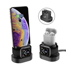 Fivetech 3 в 1 держатель для телефона для AirPods Apple Watch Подставка для зарядки мягкий силиконовый держатель для iPhone/Apple Watch/AirPods подставка для телефона