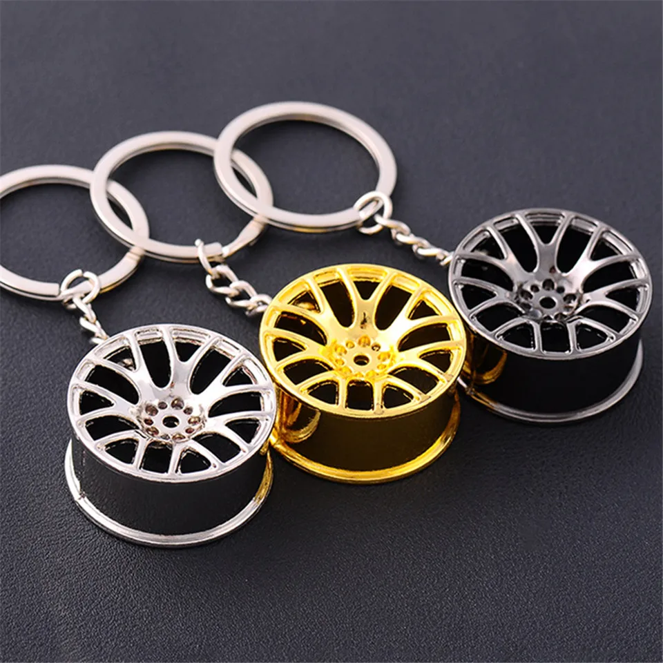 Cool Luxury Metal Creative Keychain Wheel Rim Model Key Chain Car Personality Keyring Wheel Hub Key Chains Key Rings (9)