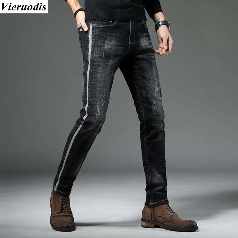 Men high end quality jeans feet do the old jeans bottoms male