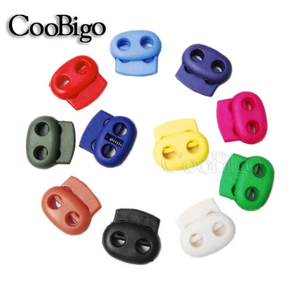 

50pcs Mixed Colorful 5mm Hole Plastic Stopper Cord Lock Bean Toggle Clip Apparel Shoelace Sportswear Accessories