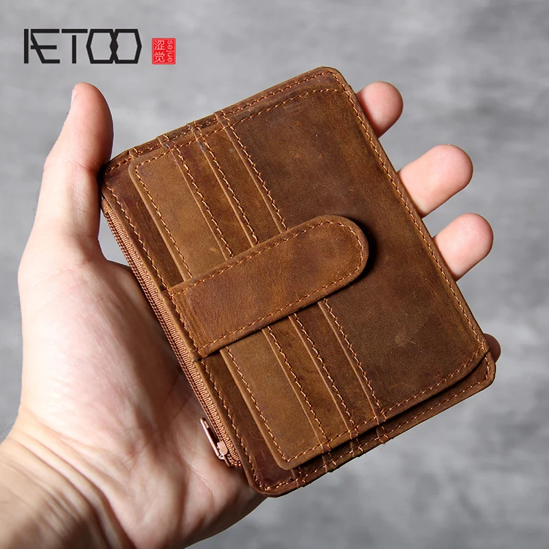 

AETOO Retro Head cowhide card pack Leather Doka Wallet