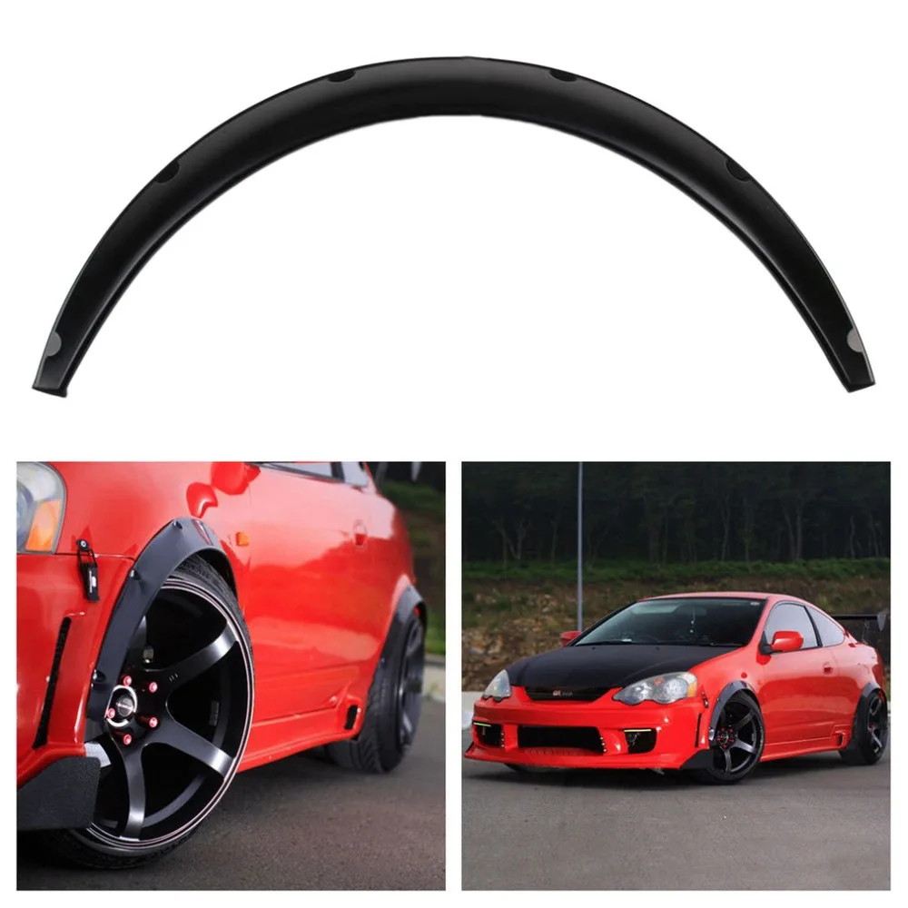 

Hot 4 pcs Universal Car Auto Fender Flares Arch Wheel Eyebrow Protecting Mudguards Sticker PU Car Modification Accessory Black