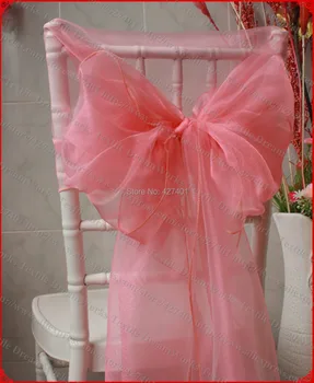 

NO.37 Hot Pink Color Organza Chair Hoods/Chair Caps/Chair Cover Sash For Wedding Event&Party&Home&Banquet Decoration Textile