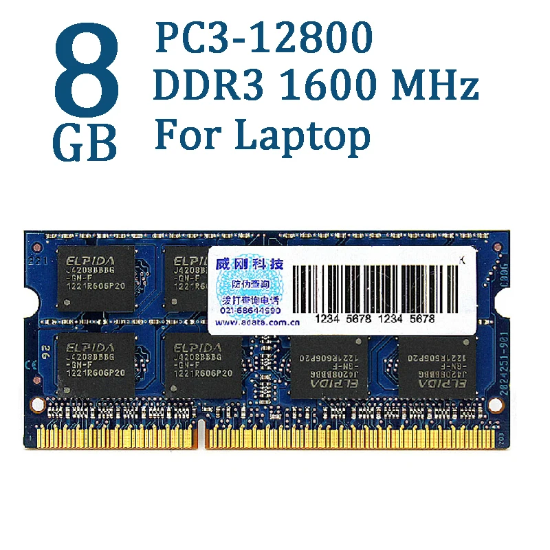 ADATA DDR3 DDR3L 2 جيجابايت 4 جيجابايت 8 جيجابايت 1600 ميجا هرتز Ram الذاكرة SO-DIMM 204 دبوس 1600 1333 لينوفو ثينك باد سوني أيسر سامسونج HP كمبيوتر محمول الكباش