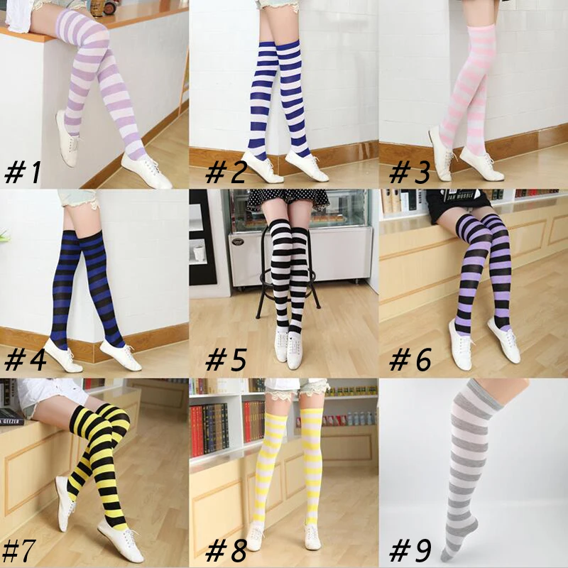 2019 Hot Fashion Sexy Women Socks Girl's Striped Cotton Thigh High Stocking Over The Knee Socks Fashion Stockings for Dating