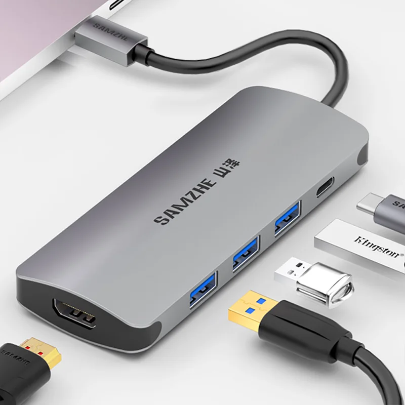 SAMZHE USB концентратор типа C к HDMI RJ45 кардридер адаптер USB3.0 концентратор для MacBook samsung Galaxy S9/Note 9 huawei P20 Pro - Цвет: 5 in 1