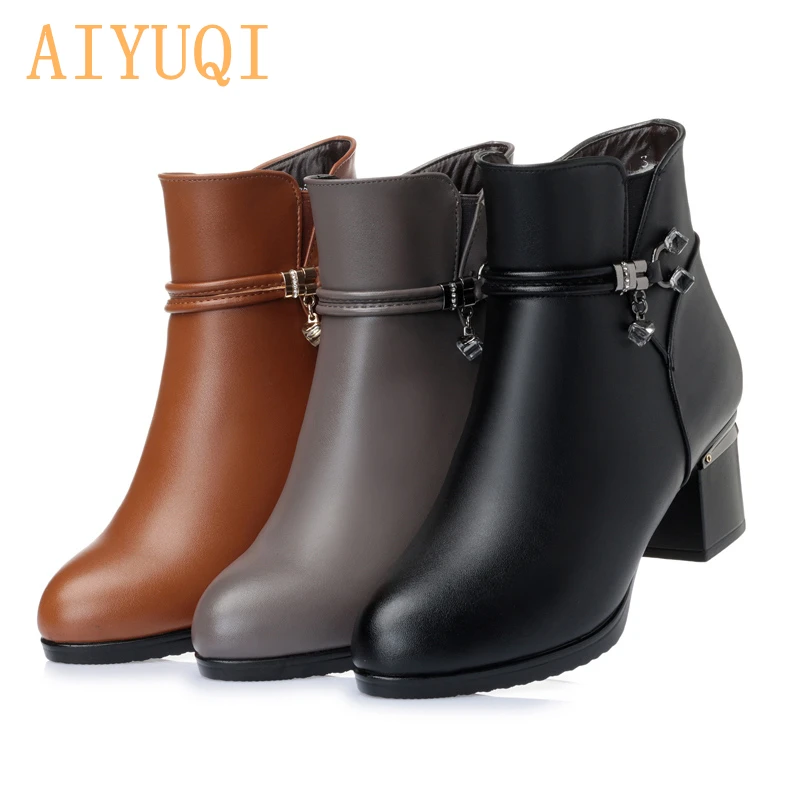Женские ботинки из натуральной кожи на высоком каблуке|women genuine leather boots|genuine bootssnow