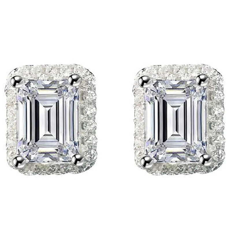 

New Fashion Silver Color Rectangle Copper Earring Stud For Women Best Christmas Earring