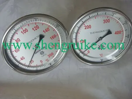 

Stainless Steel Bimetal Thermometer with Back connection 0-500C,5" dial