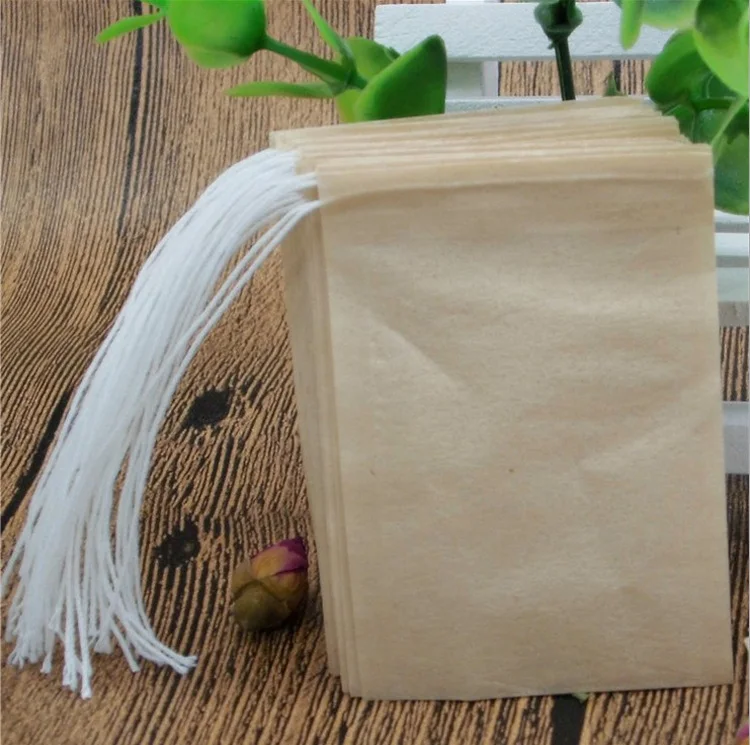 50*62 мм небеленое ситечко для чая пакеты для чая древесная целлюлоза фильтровальная бумага, одиночный шнурок коричневый белый цвет чайный пакетик