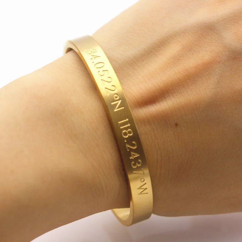 Mens Gold Engraved Bracelets Best Luxury Famous Brand Stainless Steel Men Women Bracelet