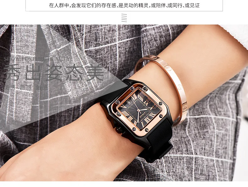 

Fashion AIMASI Brand fashion simple white lady lady durable silicone watch strap watch fashion retro fashion square