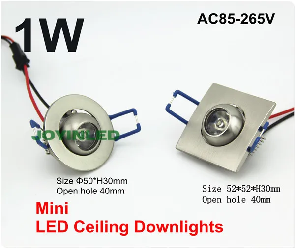 Заводской 1 Вт Светодиодный светильник CE& RoHS AC85-265v теплый/холодный белый встраиваемый потолочный Светодиодный точечный светильник сатиновый никелевый Цвет для дома