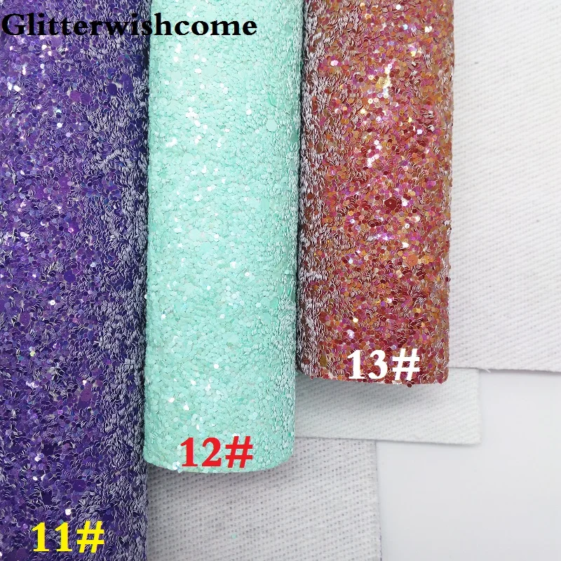 Синтетическая кожа Glitterwishcome 21 х29 см Размер A4 крупная блестящая винил для бантов