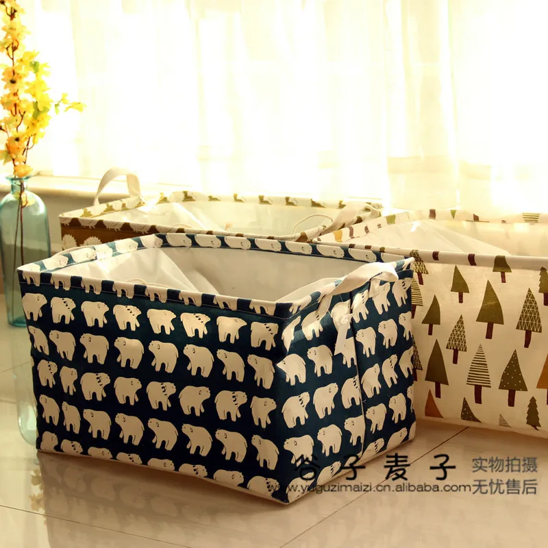 Printed cotton clothing manufacturers zakka storage box shut barrels laundry basket square my world community storage tank