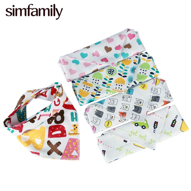 

[simfamily] 1pc Baby bibs High quality triangle double layers Animal Print baby bandana bibs cotton baberos Cartoon Character