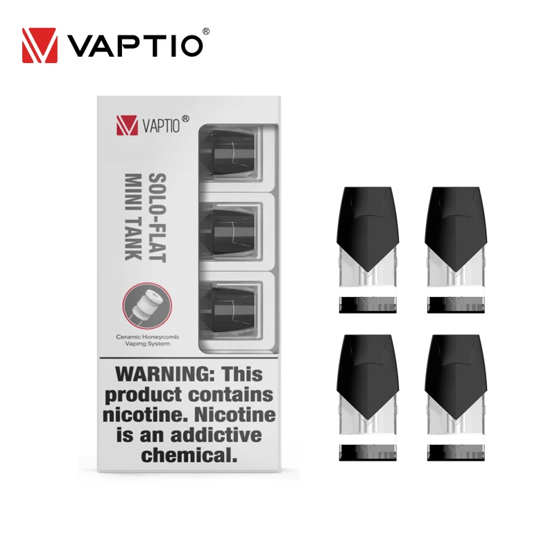 

Vaptio SOLO Flat mini Pod 1ml Replacement Pod Cartridge (4pcs/pack) for Electronic cigarette Atomizer Tank