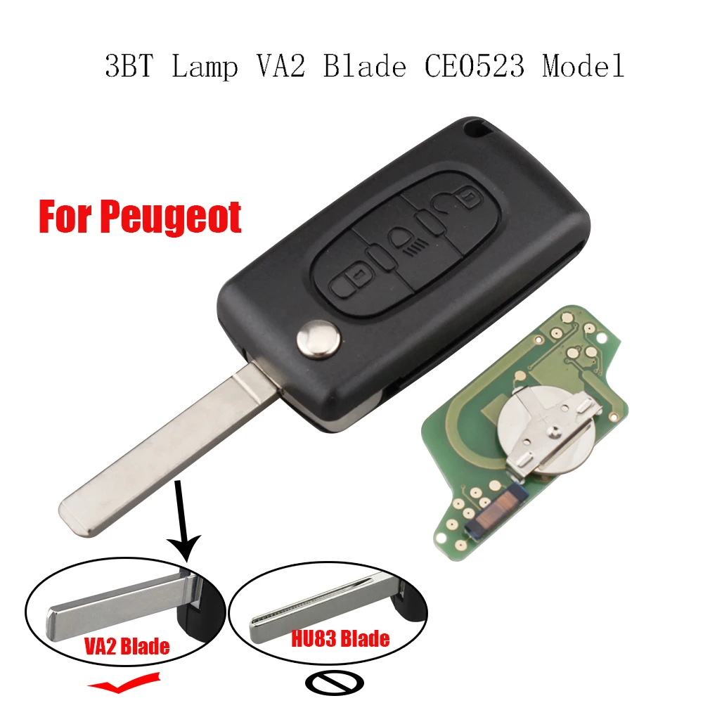 Дистанционный ключ с 3 кнопками чип ID46(PCF7941) для PEUGEOT Partner 807 307 207 407 308 CC Expert SW CE0523