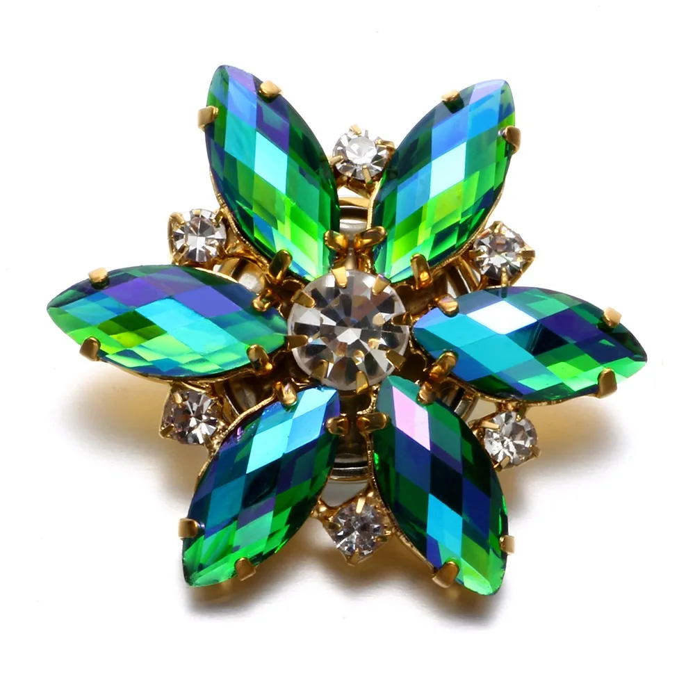 

Green Discolored Rhinestone Style Snowflake Shape Charms 18mm Snap Button Jewelry For Snap Bracelet Snaps Jewelry KZ0481d