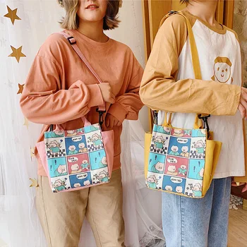 

2019 Summer New Cute Cartoon Design Women Canvas Handbags Messenger Bags Female Casual Students School Bags Shoulder Bags