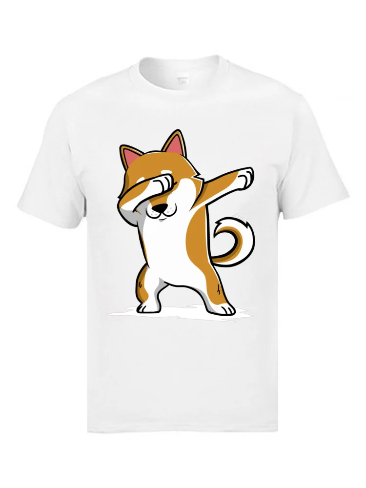 Dabbing Shiba Inu Funny 1877 Prevailing Group Tops & Tees O-Neck Fall Cotton Short Sleeve T Shirt for Men Casual T-Shirt Dabbing Shiba Inu Funny 1877 white
