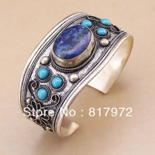 Браслет манжета с бусинами из тибетского серебра|cuff bracelets|bracelet adjustabletibetan silver |