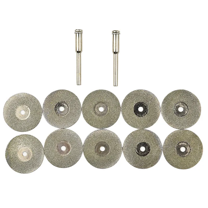

10PCS 50mm Diamond Grinding Wheel Rotary Circular Saw Blade Abrasive Diamond Disc Cutting Disc for Dremel Drill Tool + Mandrels