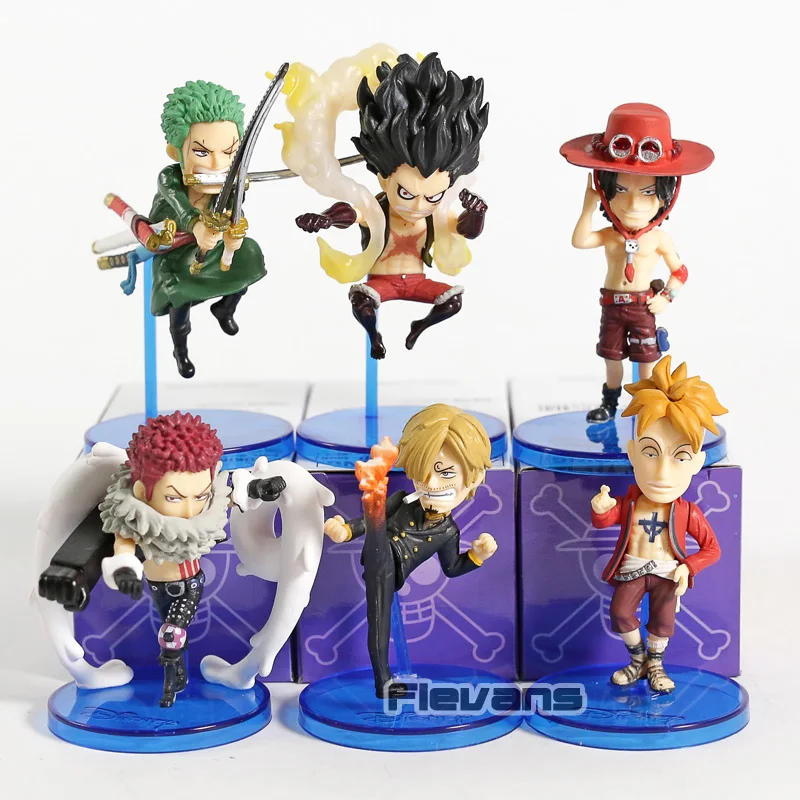 

One Piece WCF Weekly Jump Limited Luffy Ace Sanji Zoro Katakuri Marco Mini PVC Figures Toys 6pcs/set