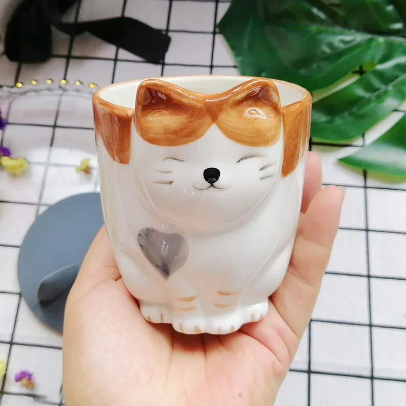 

Cute 3D Cat Ceramic Coffee Mug Japanese Cartoon Kitty Porcelain Juice Drinking Cup Coffee Milk Tea Cup Gift